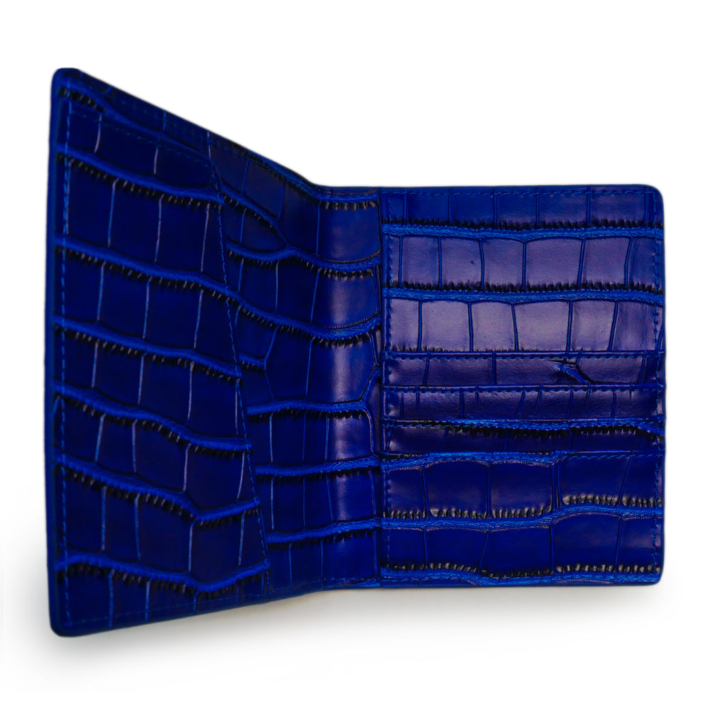 Self-Finishing Passport Holder: Blue Crocodile