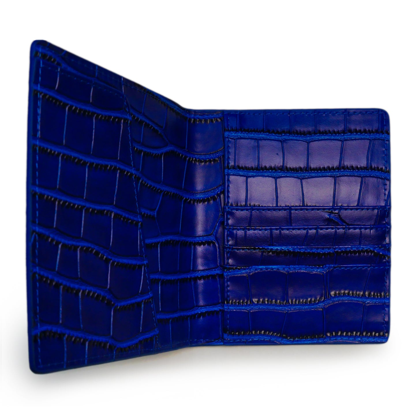 Self-Finishing Passport Holder: Blue Crocodile