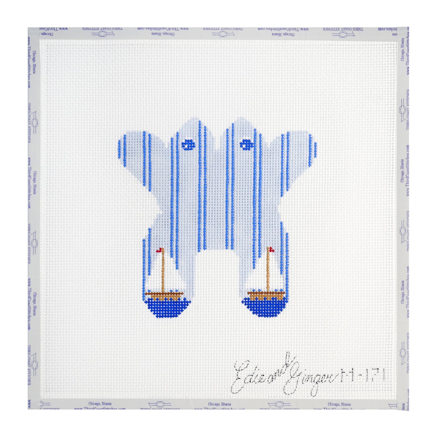 Stripes & Sailboats Frog