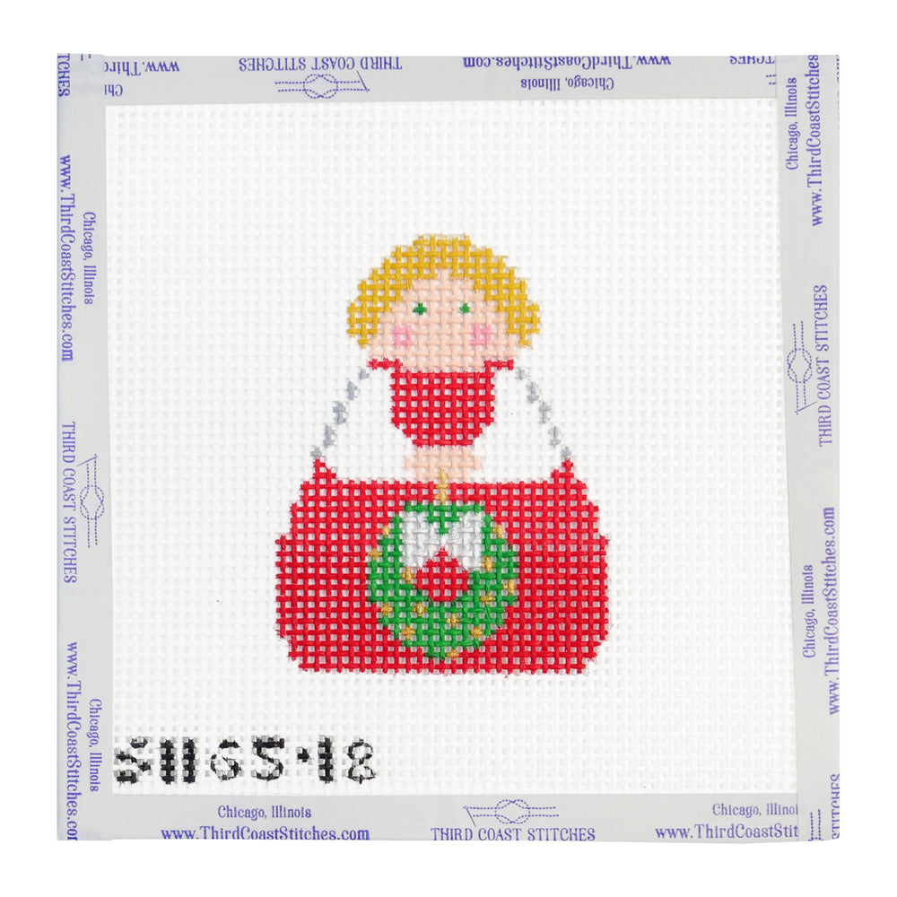 Red Angel with Green Wreath