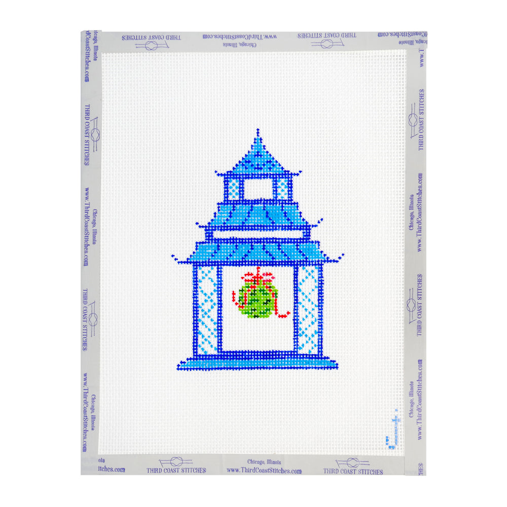 Blue and White Pagoda with Mistletoe