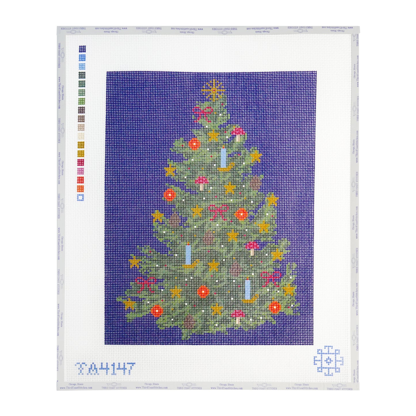 Christmas Tree with Mushrooms on Navy