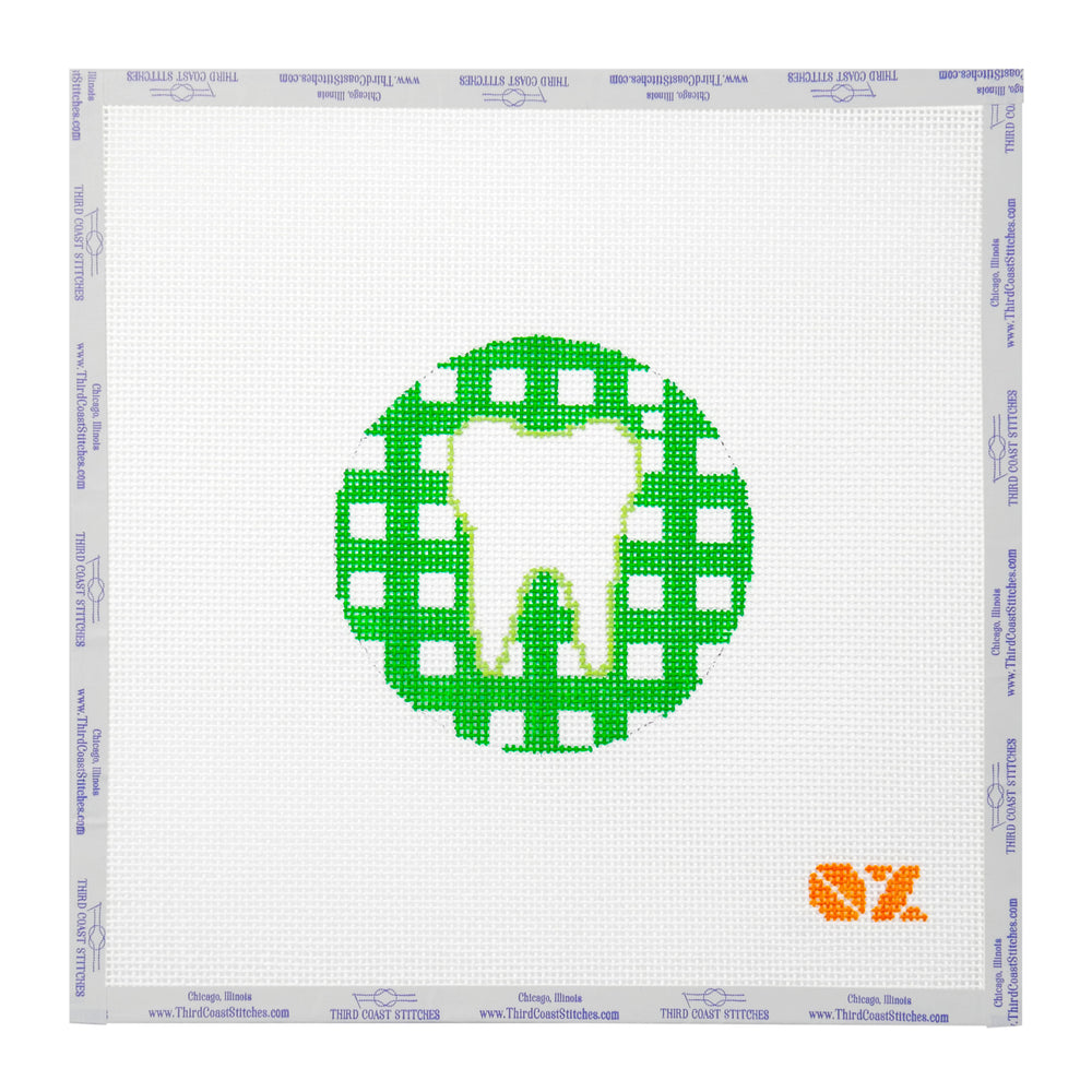 Tooth Ornament: Green Gingham