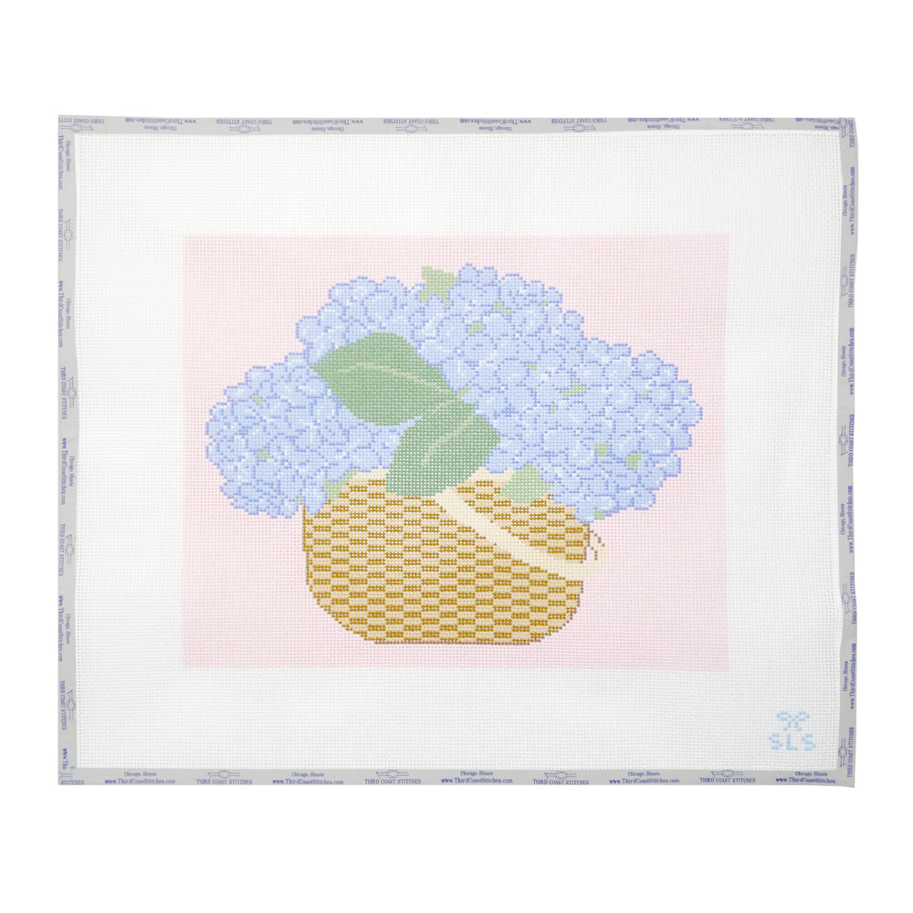 Hydrangea Garden Basket on Pink