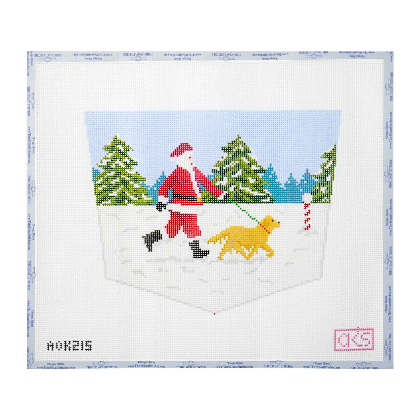 Santa and Golden Retriever Stocking Cuff