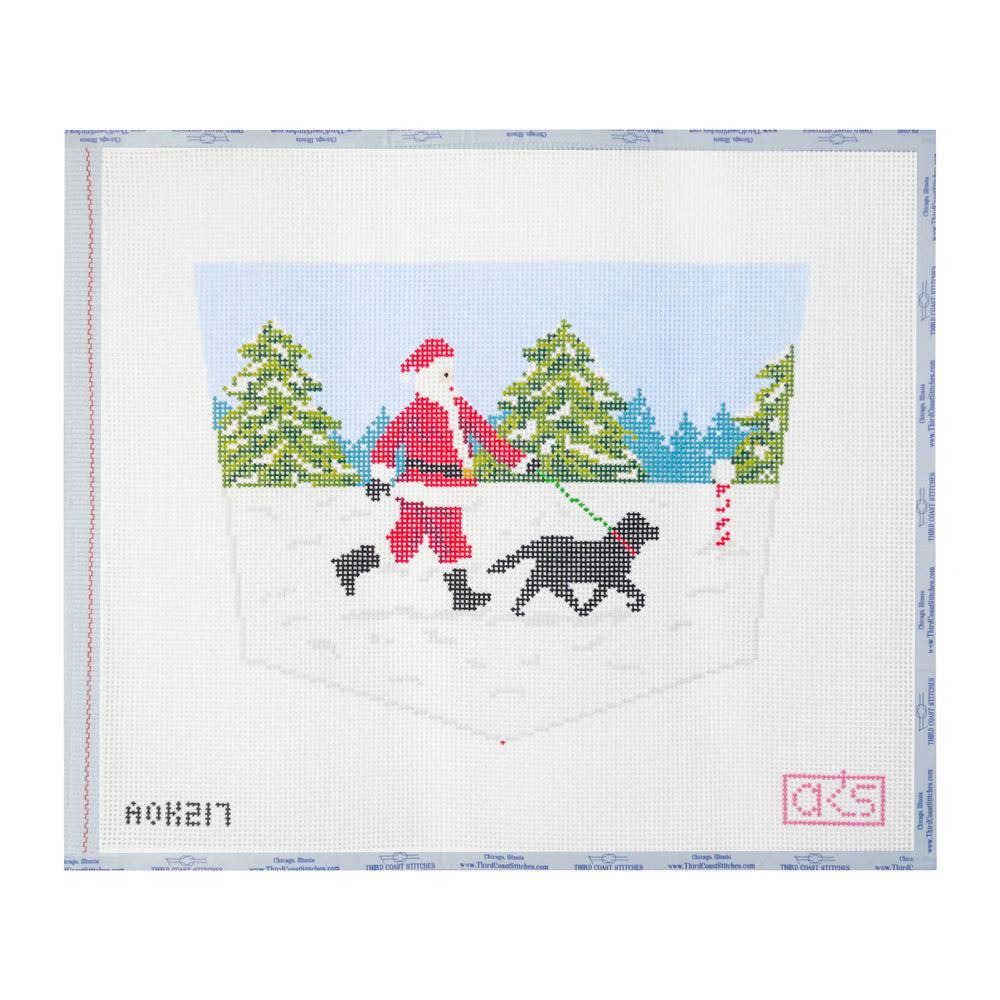 Santa and Black Lab Stocking Cuff