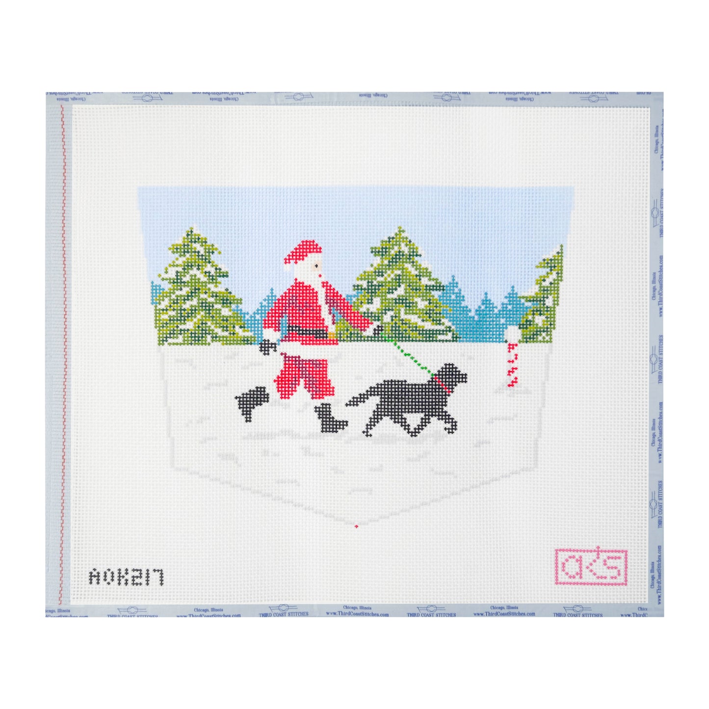 Santa and Black Lab Stocking Cuff