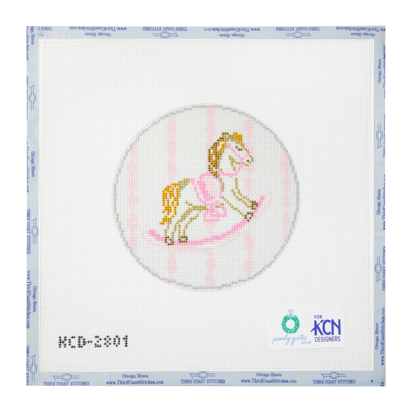 Pink Striped Rocking Horse Round