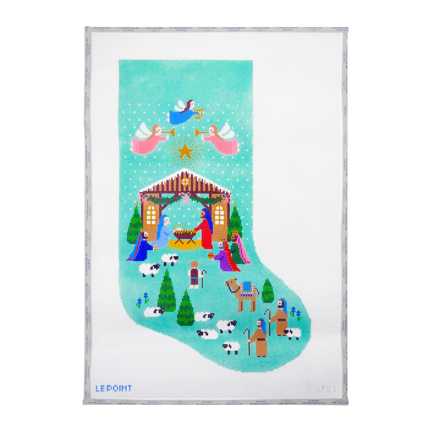 Nativity Green Stocking