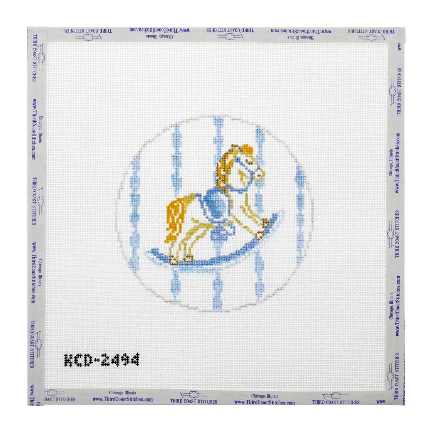 Blue Striped Rocking Horse Round