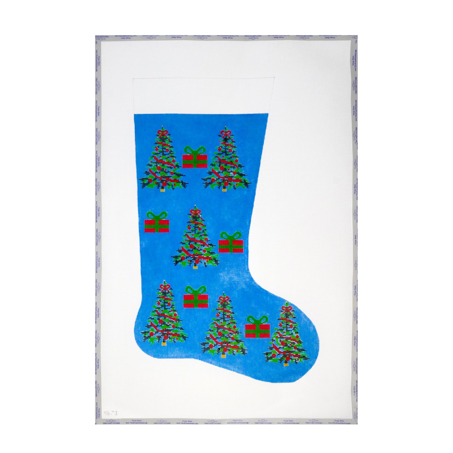 Blue Trees and Gifts Stocking