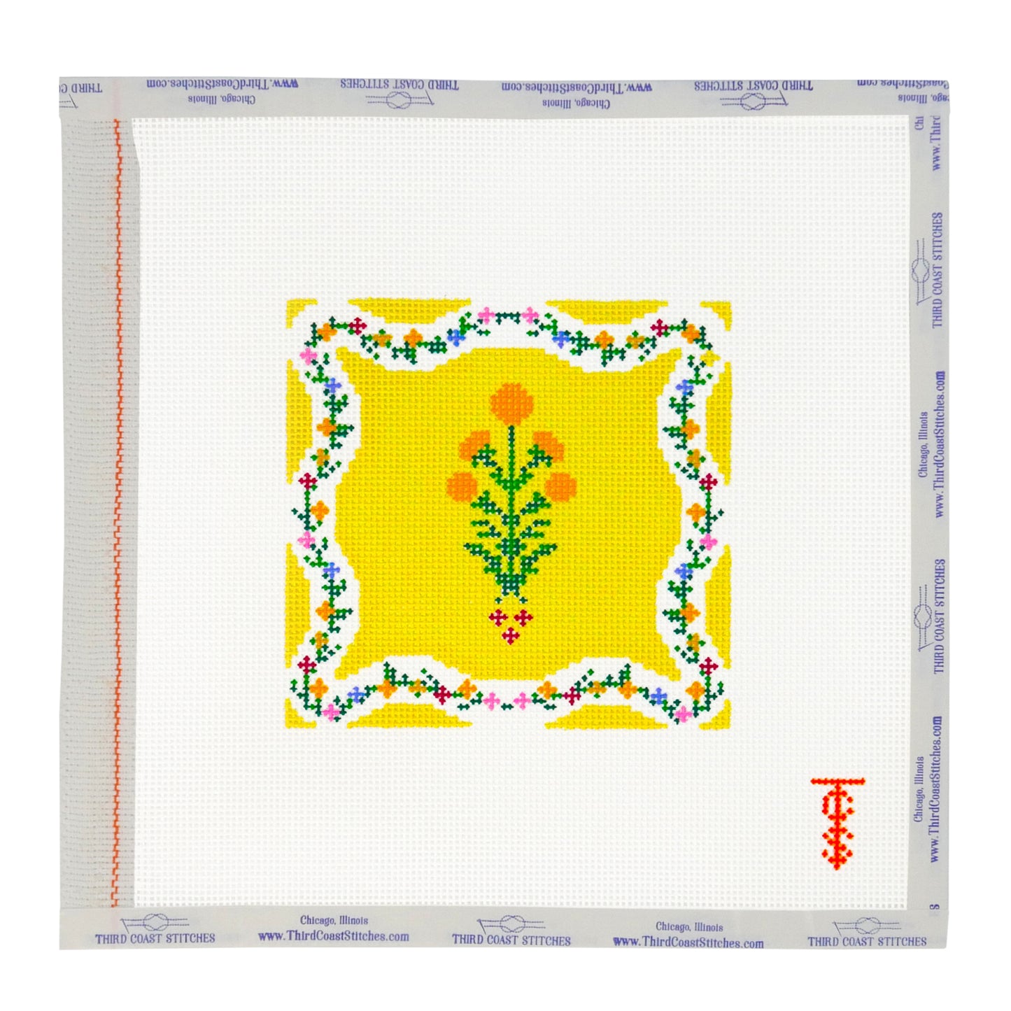 Wavy Floral Square: Orange Flower