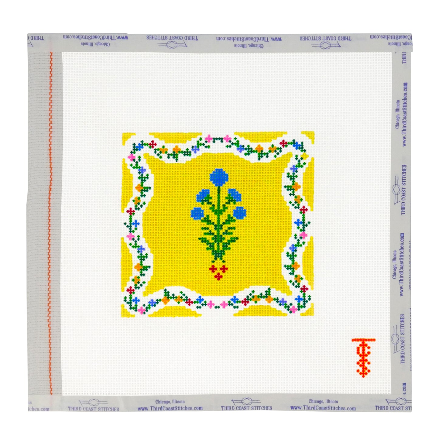 Wavy Floral Square: Blue Flower