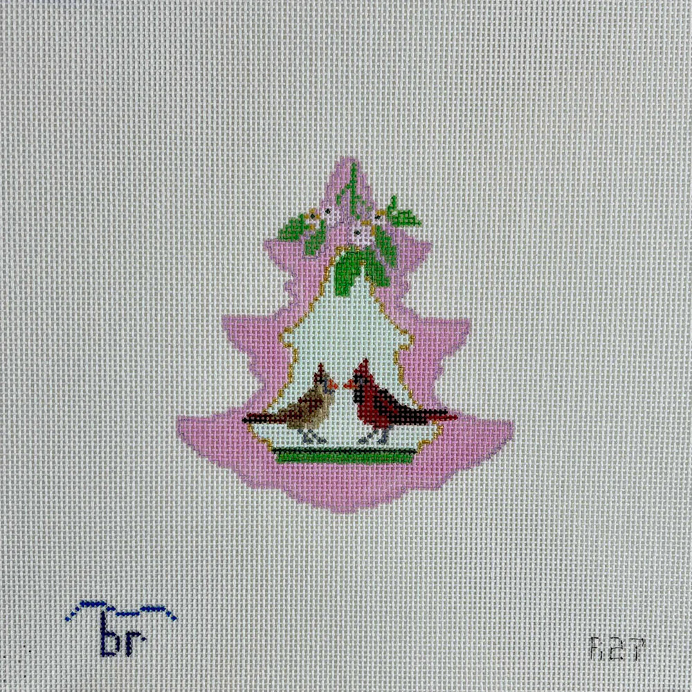 Pink Tree - Cardinal Pair under Mistletoe