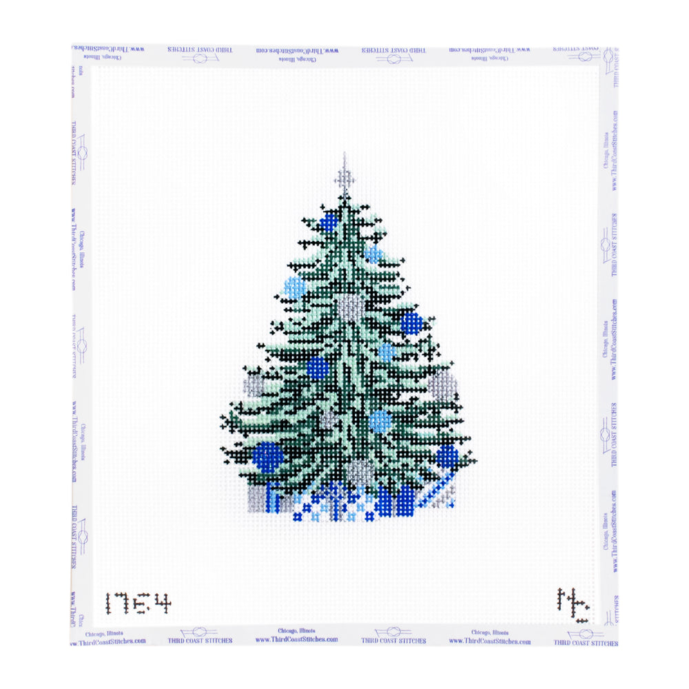 Christmas Tree with Blue Ornaments
