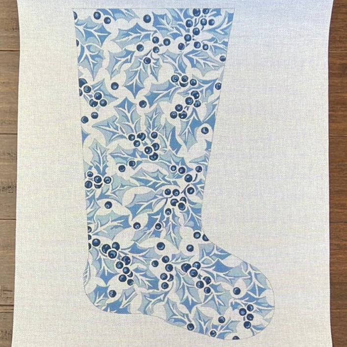 Blue Holly Stocking
