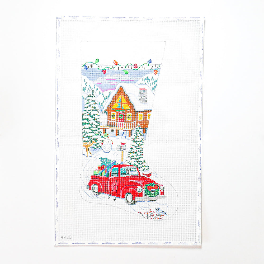 
            
                Load image into Gallery viewer, Ski Cabin Red Truck Stocking
            
        