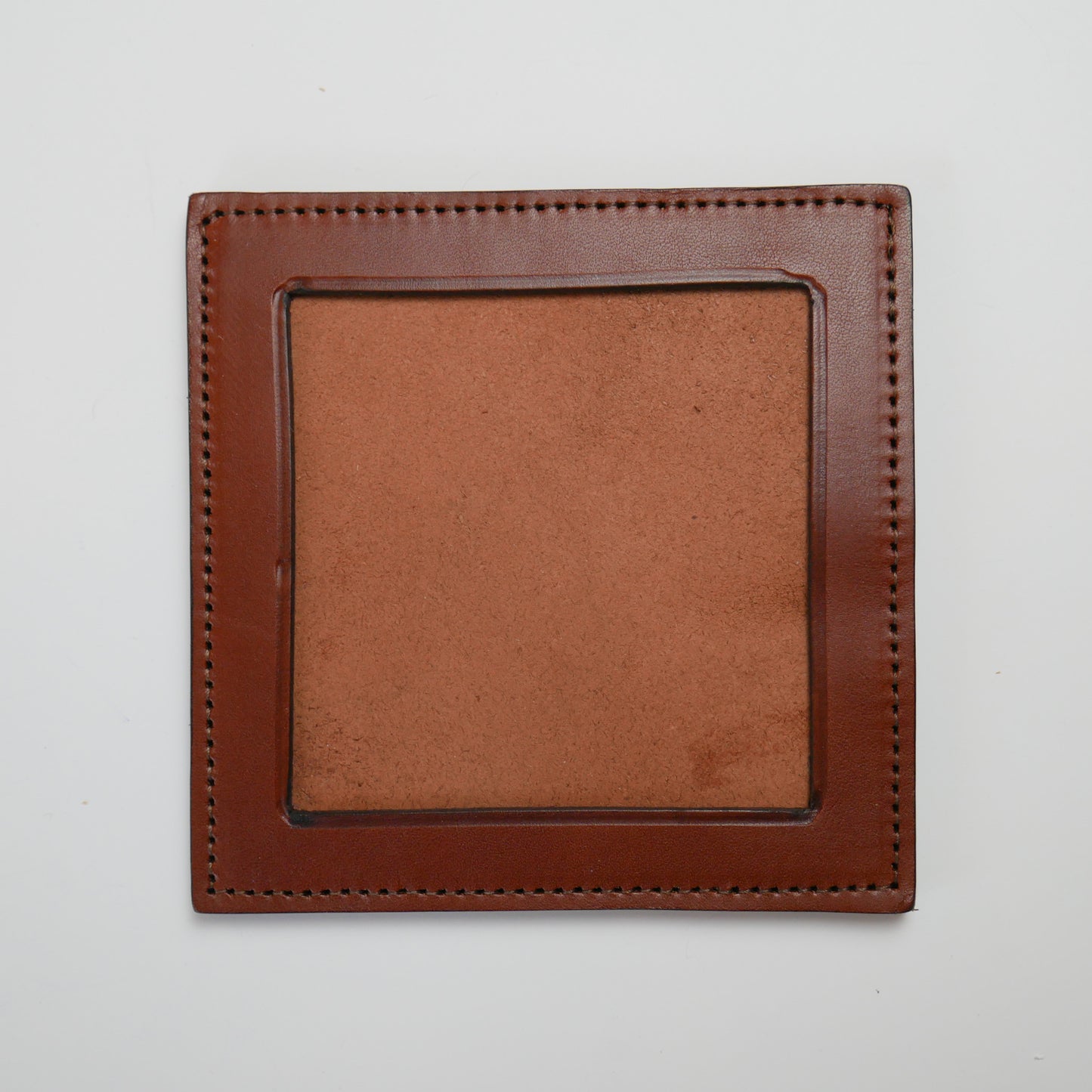 Self-Finishing Leather Square Coasters - Brown