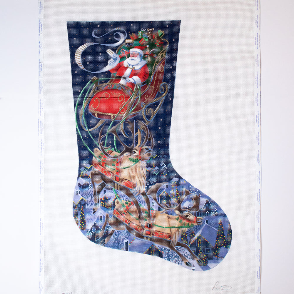 Santa Flying Through the Sky Stocking