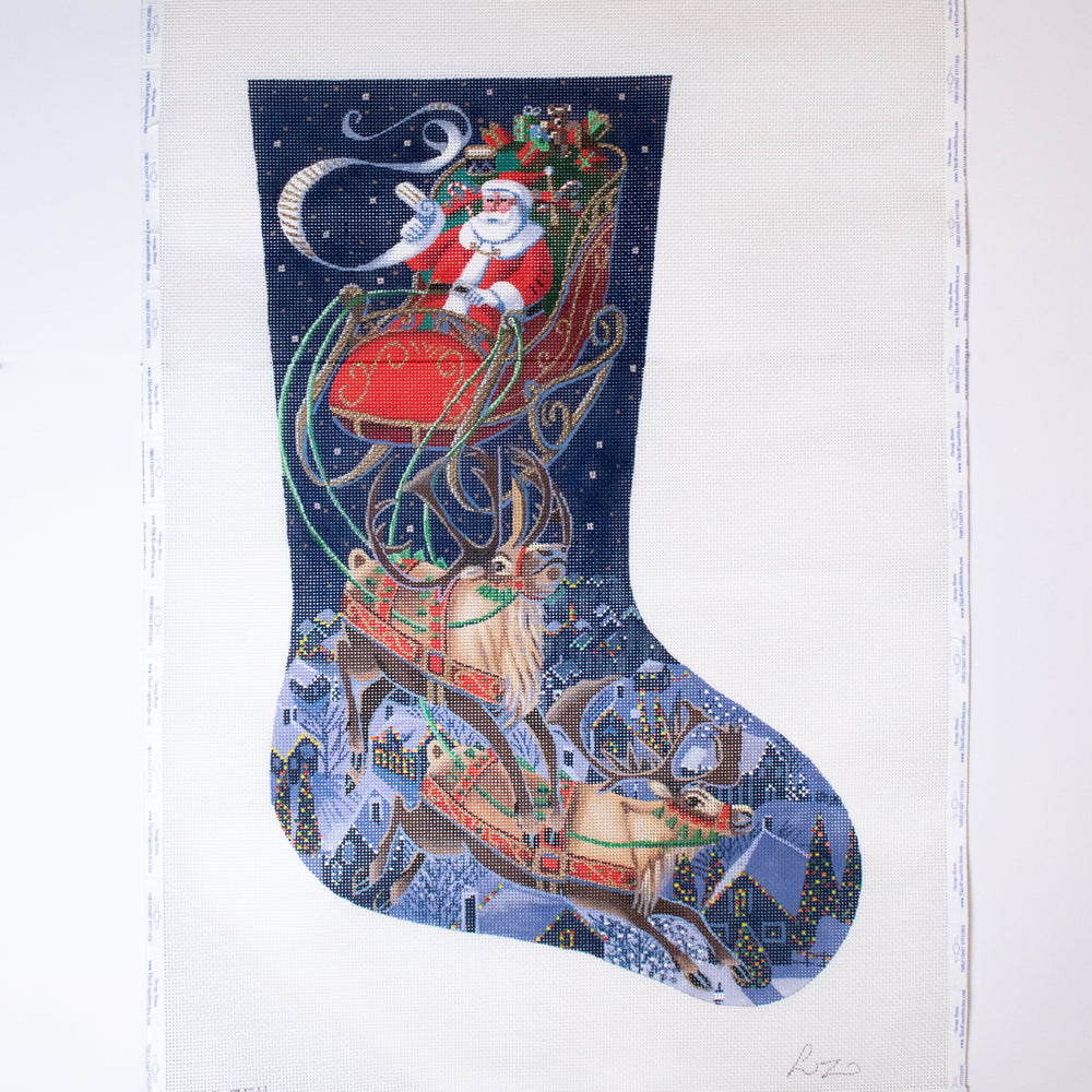 
            
                Load image into Gallery viewer, Santa Flying Through the Sky Stocking
            
        