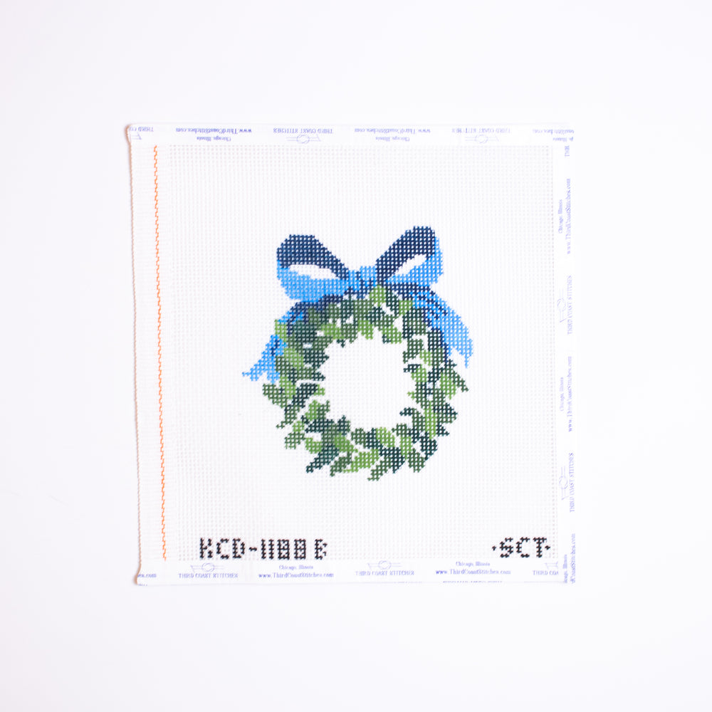 Monogramable Wreath: Blue Bow