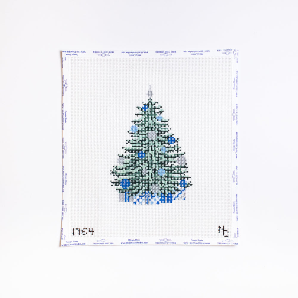 Christmas Tree with Blue Ornaments