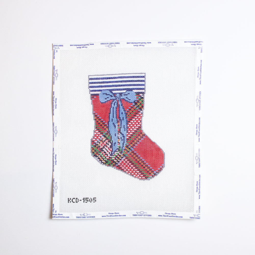 Red Tartan Mini Stocking with Bow